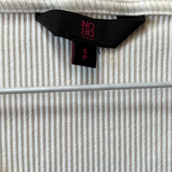 ❤️🔥5/20$ NOBO💫 Women’s White V-Neck Ribbed Drawstring Front Short Sleeve Top - Picture 7 of 8